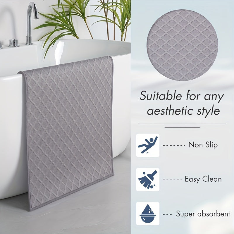 Tapis de bain ultra fin à losanges, absorption en 3 secondes