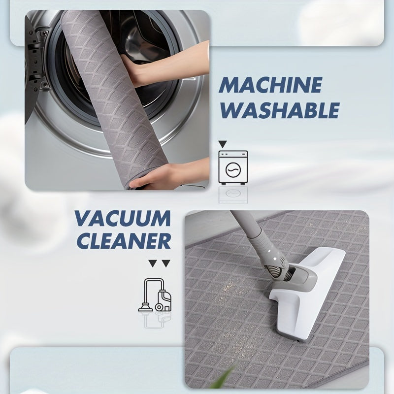 Tapis de bain ultra fin à losanges, absorption en 3 secondes