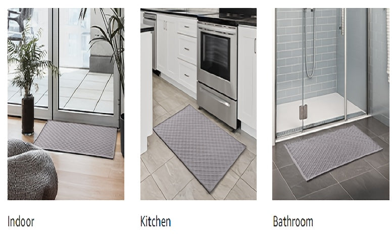 Tapis de bain ultra fin à losanges, absorption en 3 secondes