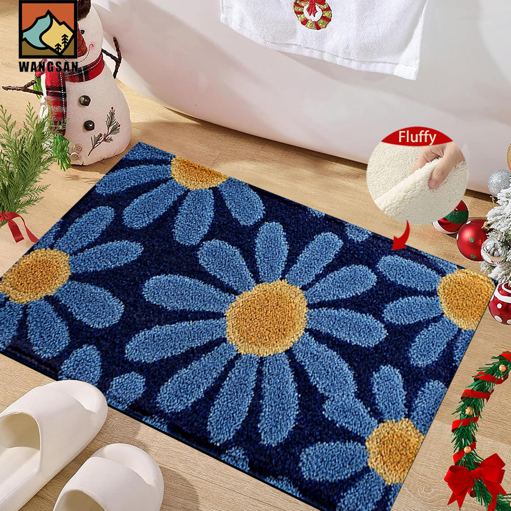 Tapis de salle de bain marguerites à touffe dense