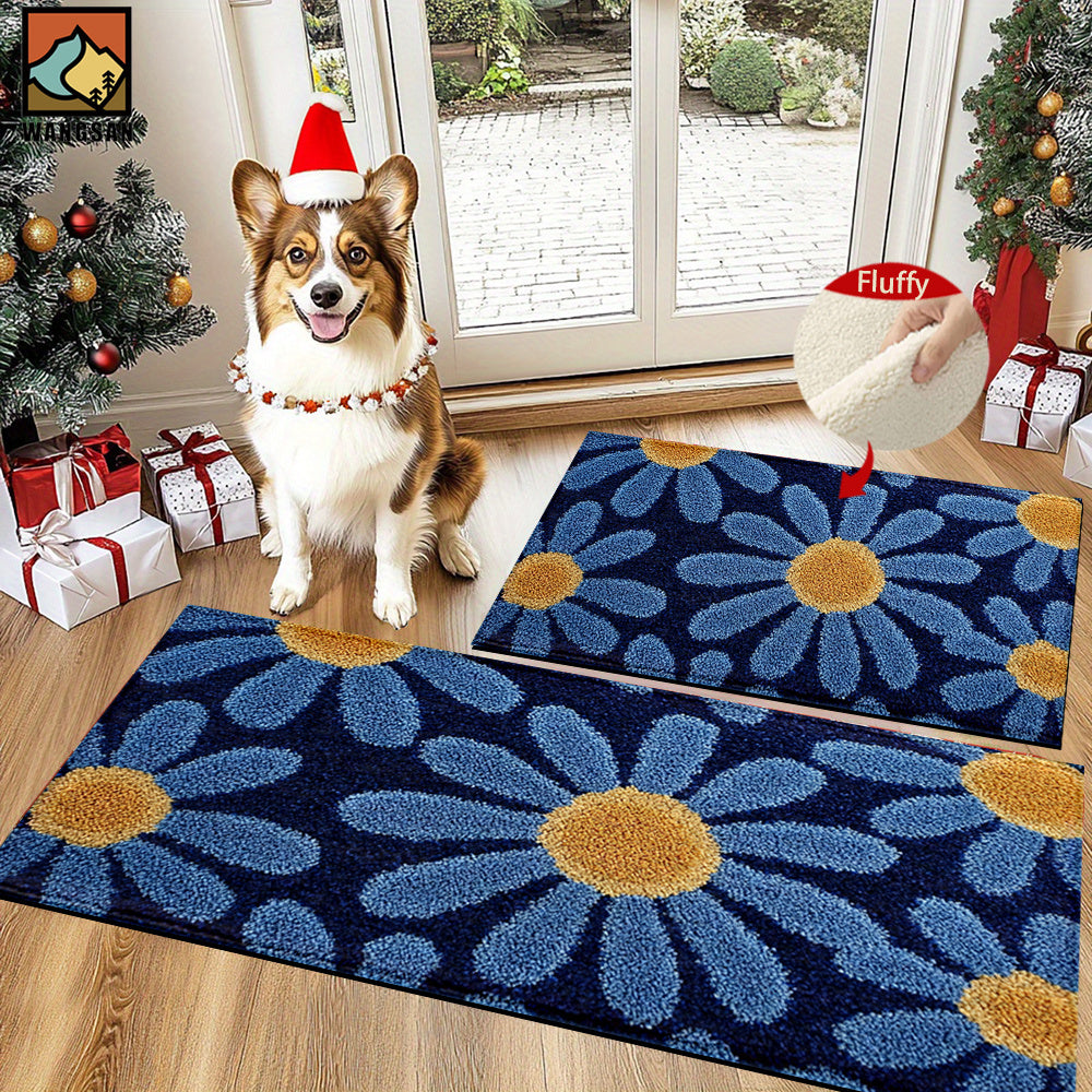 Tapis de salle de bain marguerites à touffe dense