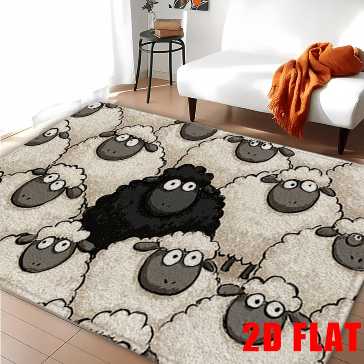Tapis de salle de bain à motif moutons, jusqu'à 160 cm