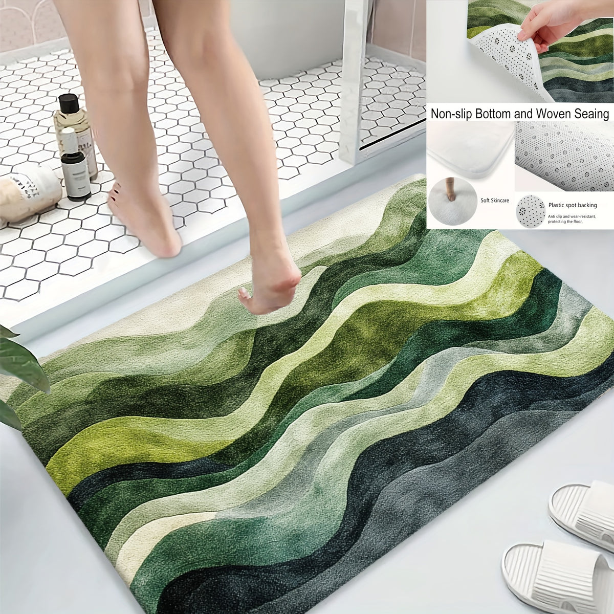 Tapis de salle de bain à ondes mousse et profond