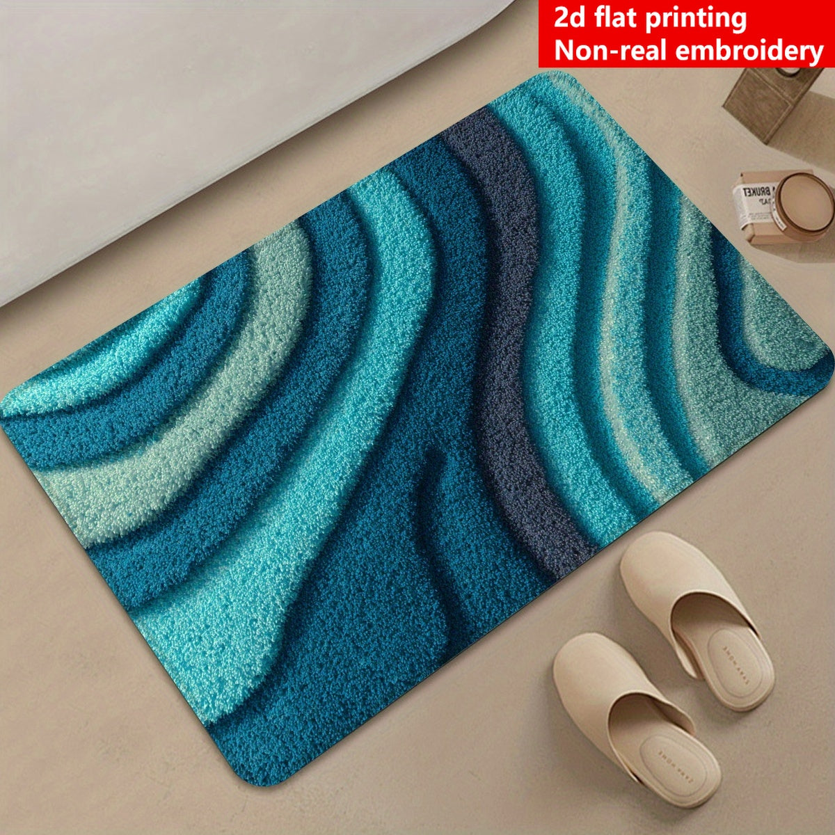 Tapis de salle de bain, ondes en trompe- 'œil