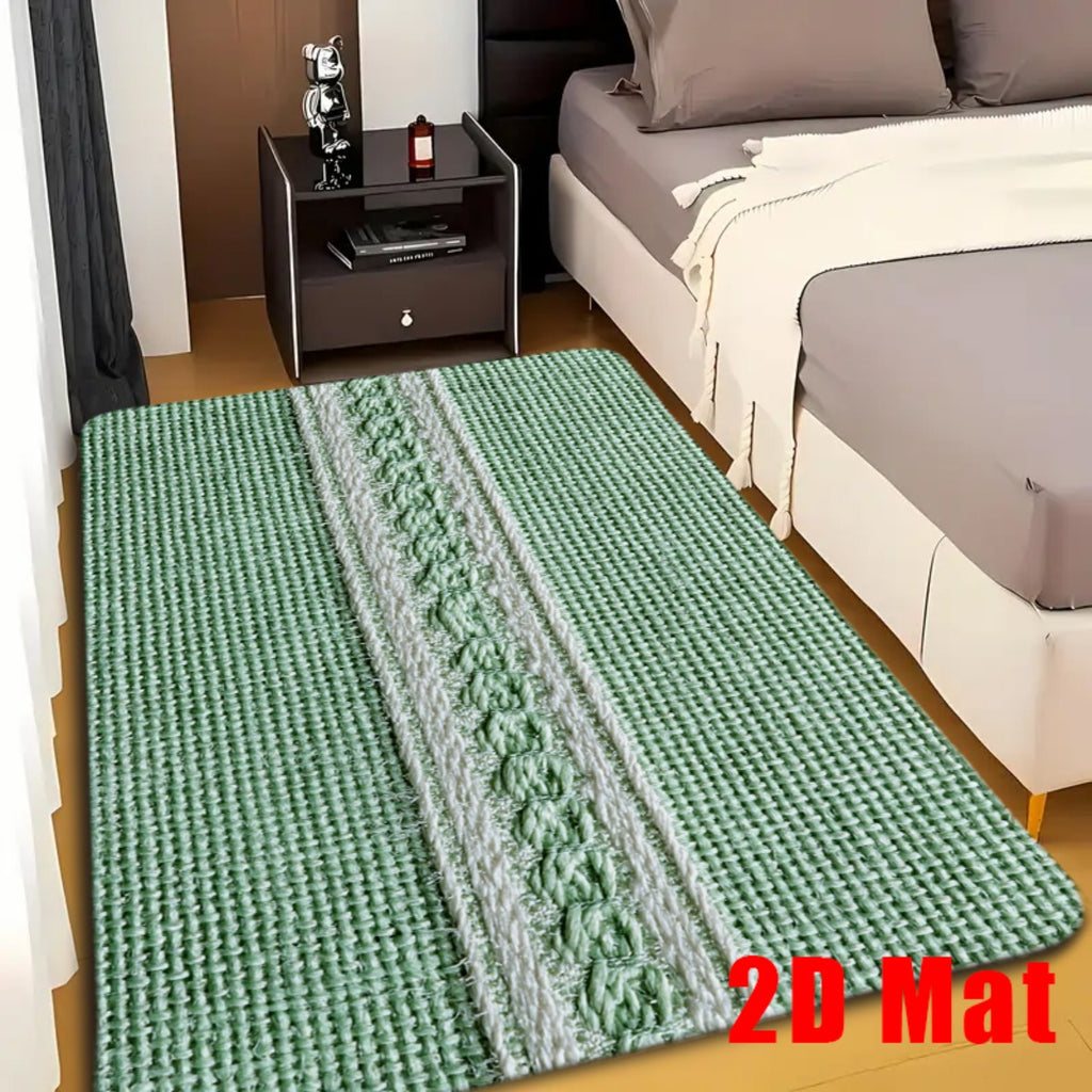 Tapis de salle de bain à torsade écrue centrale