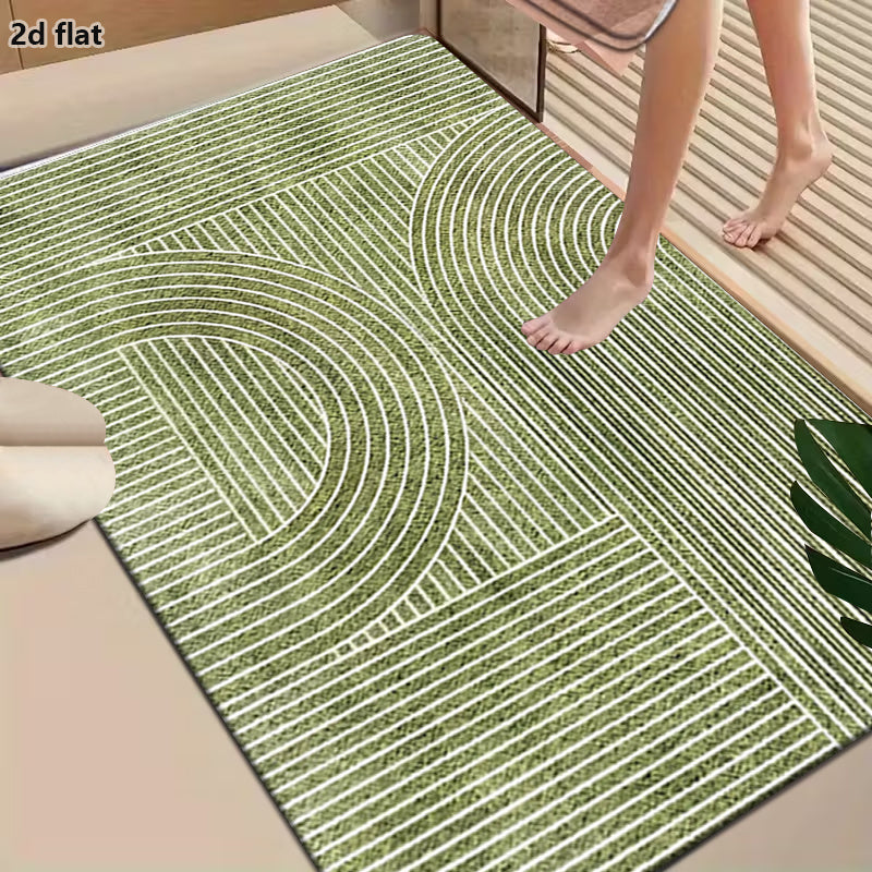 Tapis de salle de bain grisé, gravier ratissé imprimé