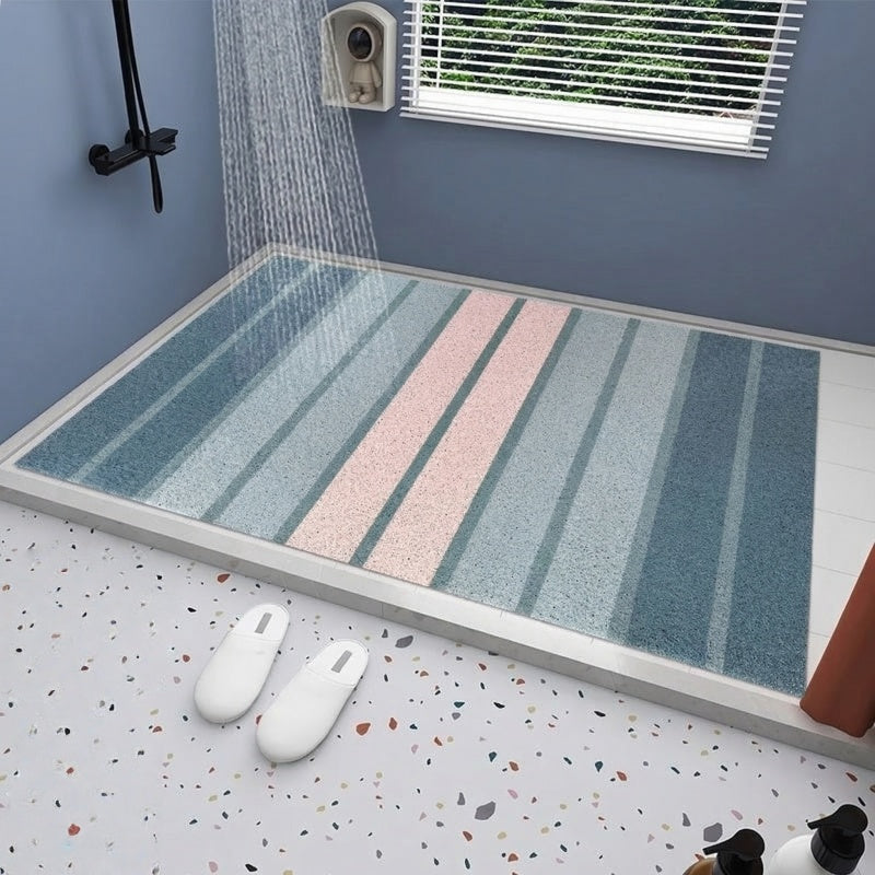 Tapis de salle de bain à boucles PVC, rayures dégradé