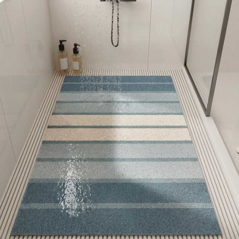 Tapis de salle de bain à boucles PVC, rayures dégradé