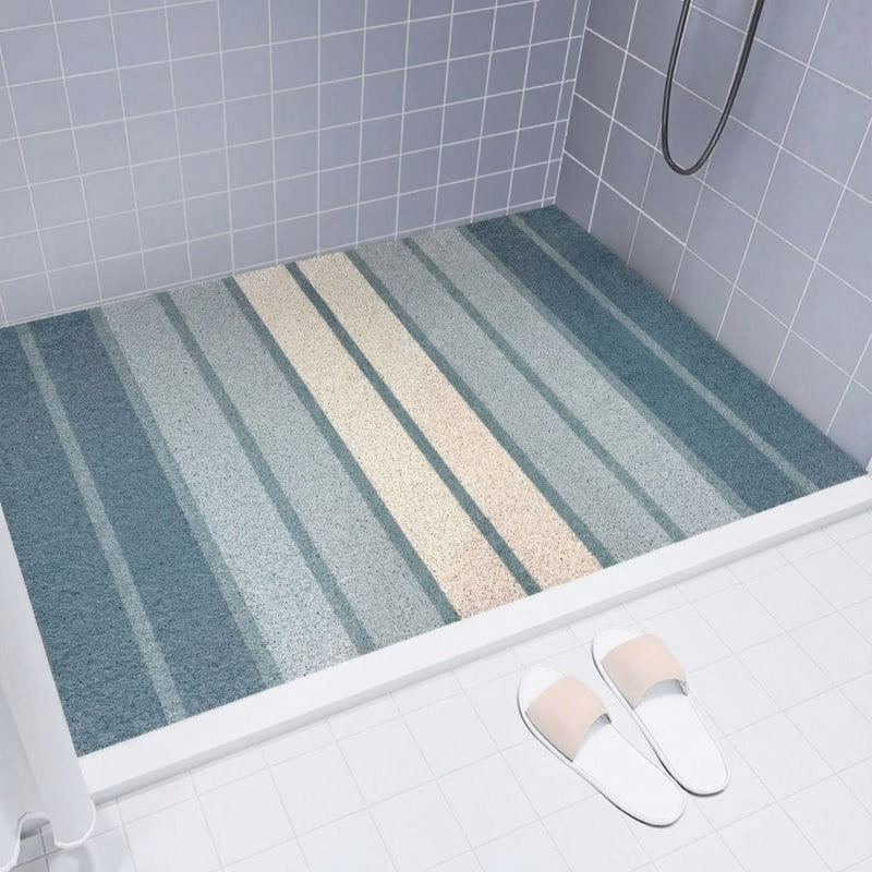 Tapis de salle de bain à boucles PVC, rayures dégradé
