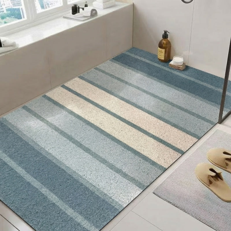 Tapis de salle de bain à boucles PVC, rayures dégradé