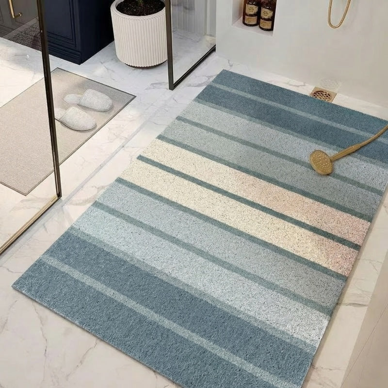 Tapis de salle de bain à boucles PVC, rayures dégradé