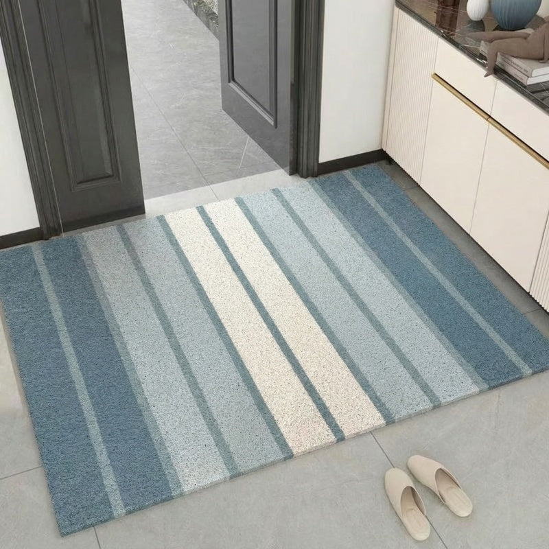 Tapis de salle de bain à boucles PVC, rayures dégradé