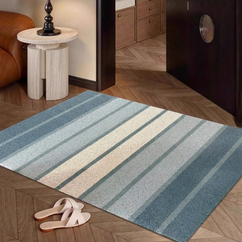 Tapis de salle de bain à boucles PVC, rayures dégradé