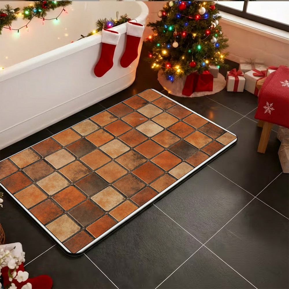 Tapis de salle de bain caoutchouc imitation tomettes, 4 tailles