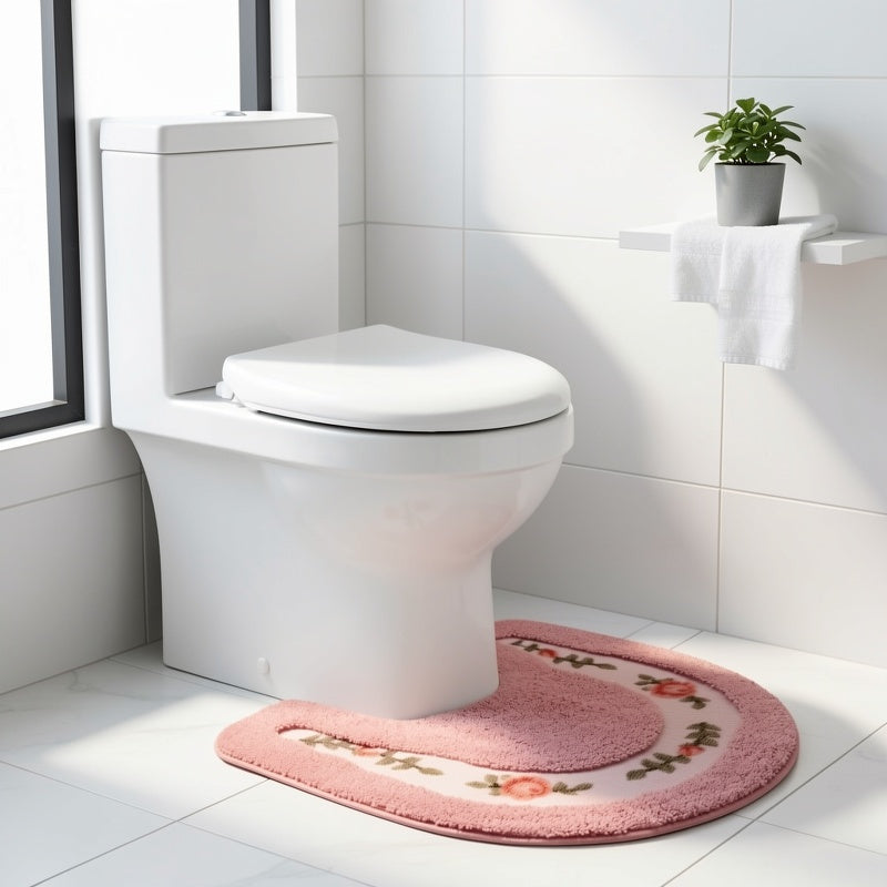 Tapis contour WC à guirlande, velours tufté