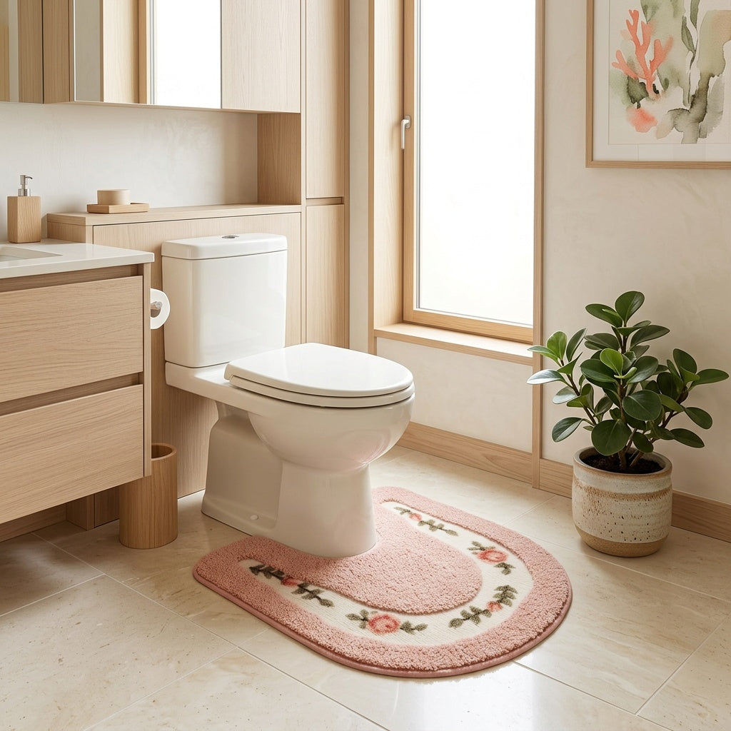 Tapis contour WC à guirlande, velours tufté