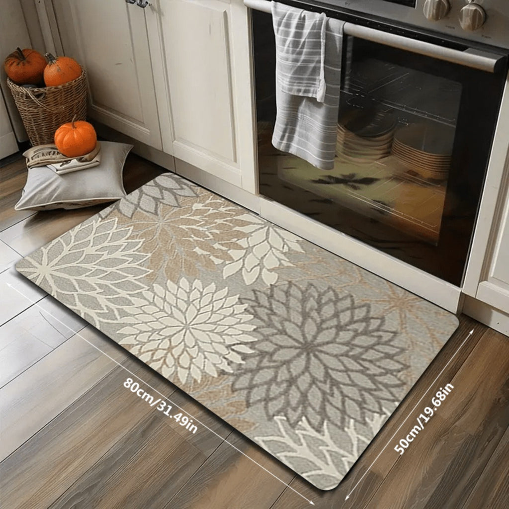 Tapis de cuisine à grandes fleurs de dahlia imprimées