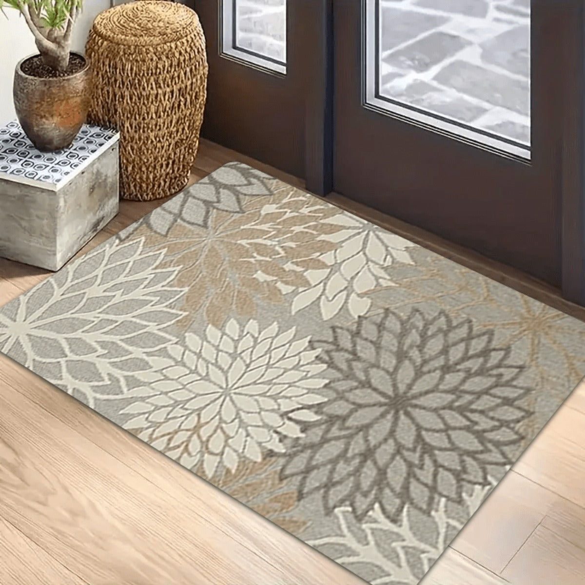 Tapis de cuisine à grandes fleurs de dahlia imprimées