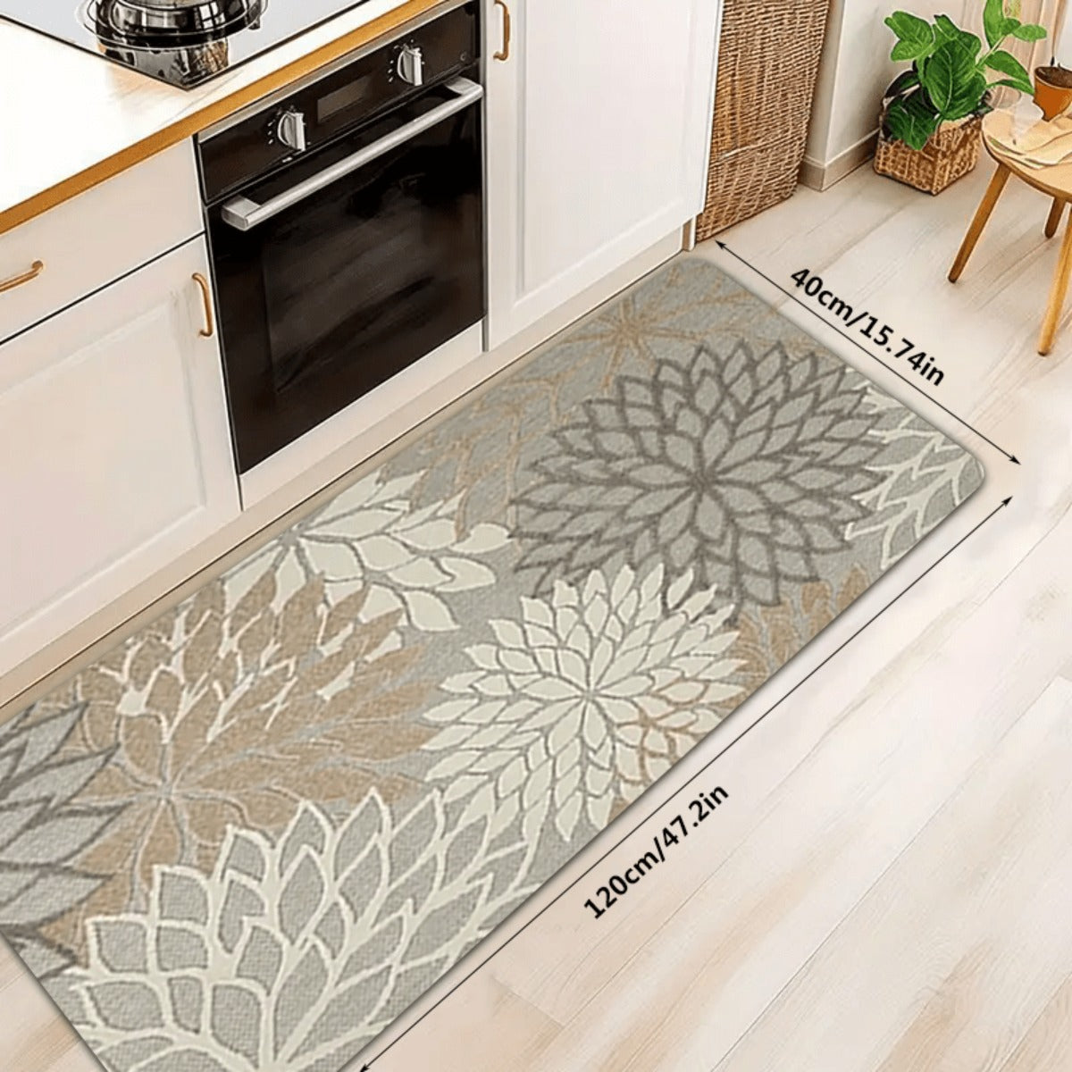 Tapis de cuisine à grandes fleurs de dahlia imprimées