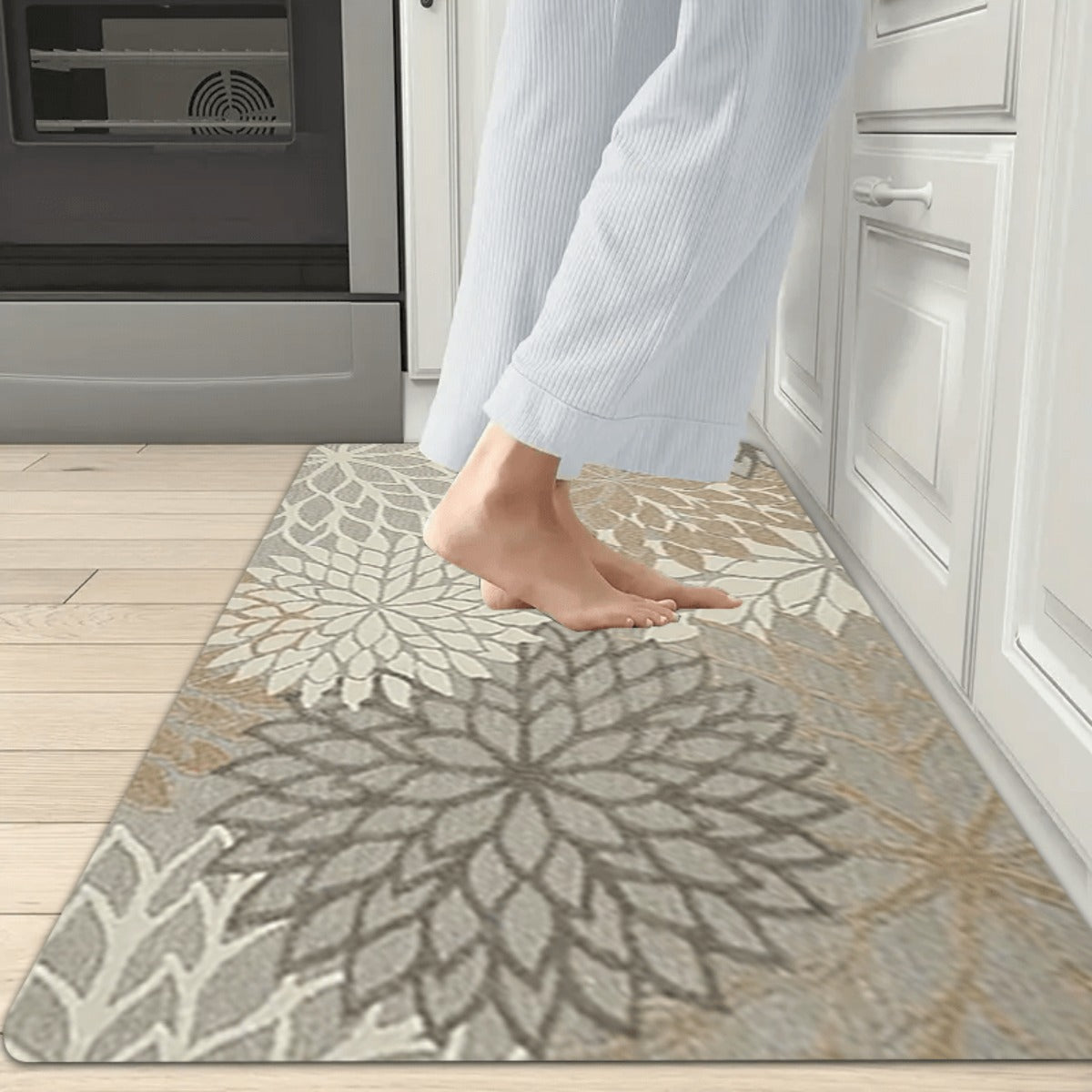 Tapis de cuisine à grandes fleurs de dahlia imprimées