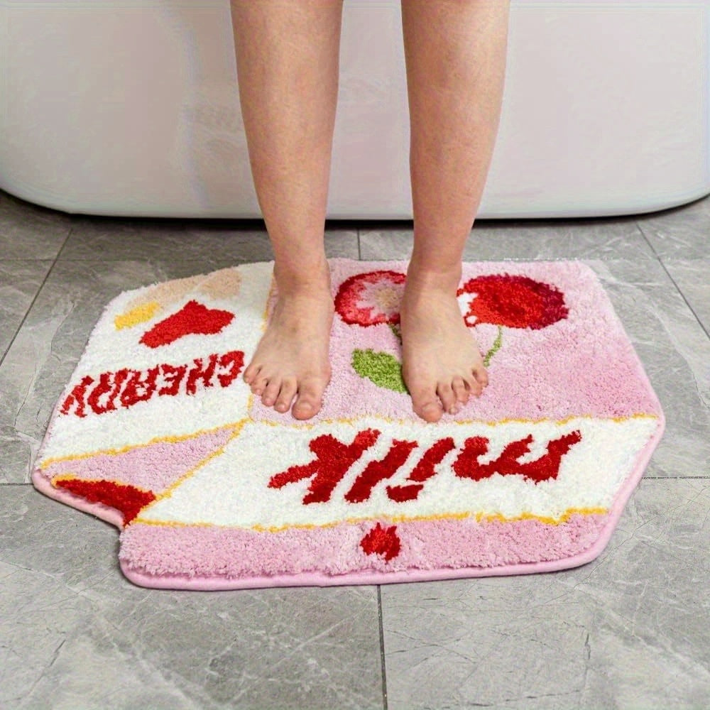 Tapis de salle de bain en forme de brique de lait aux cerises