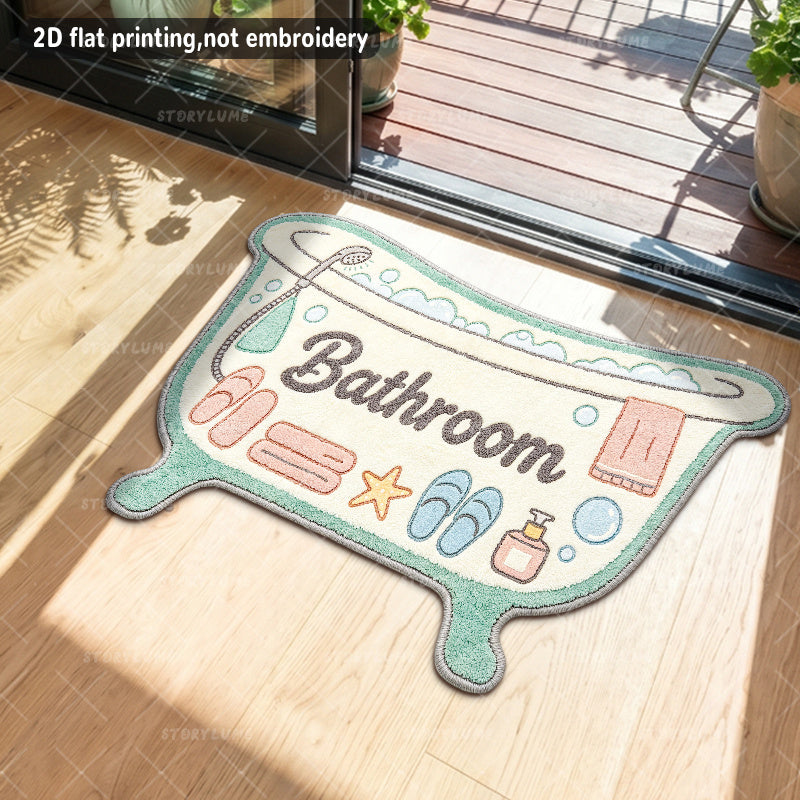 Tapis de salle de bain en forme de baignoire, motif Bathroom