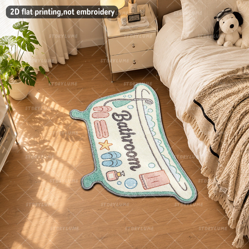 Tapis de salle de bain en forme de baignoire, motif Bathroom