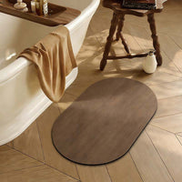 Tapis de salle de bain ovale imprimé bois de noyer
