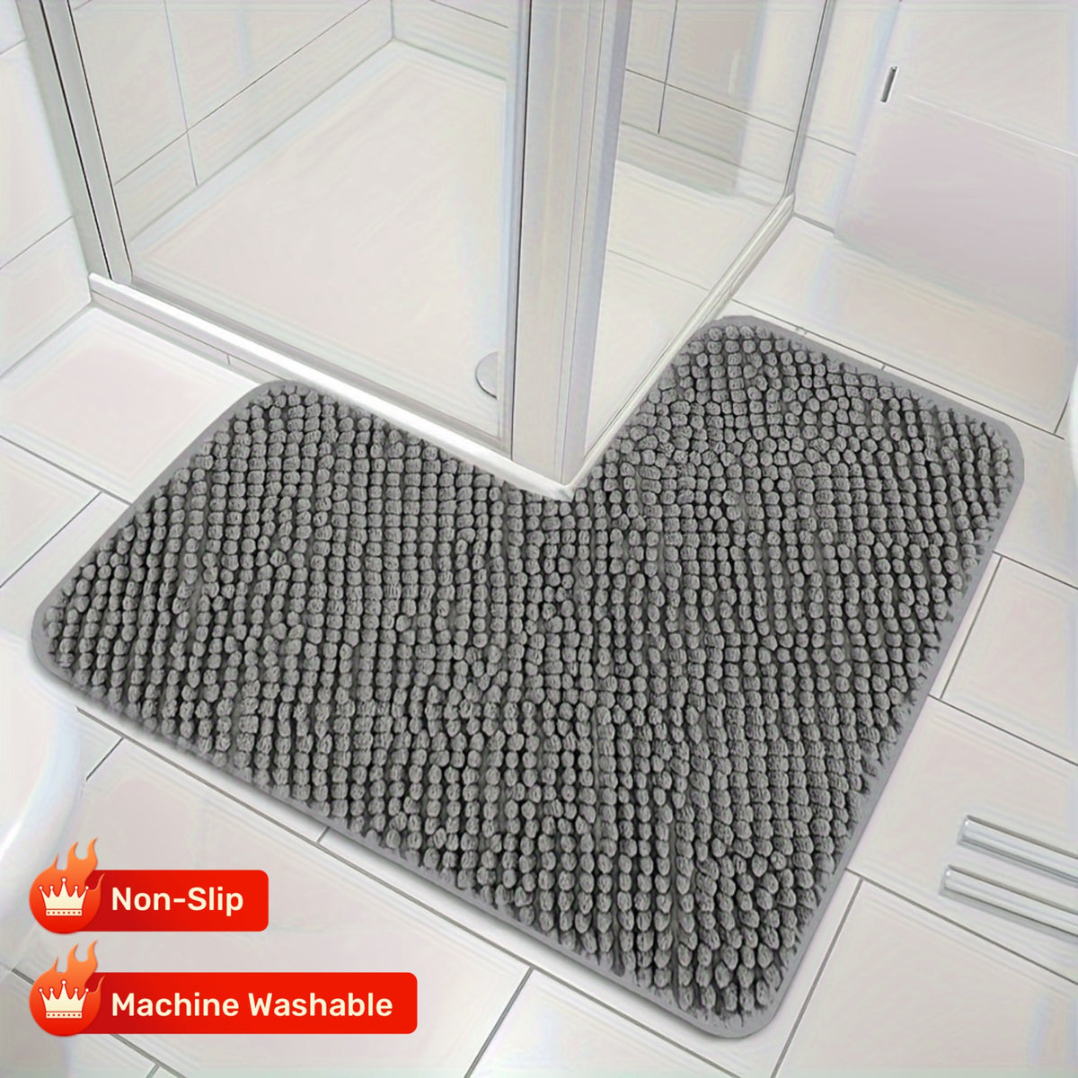 Tapis de douche d'angle en chenille dense, 1 609 g