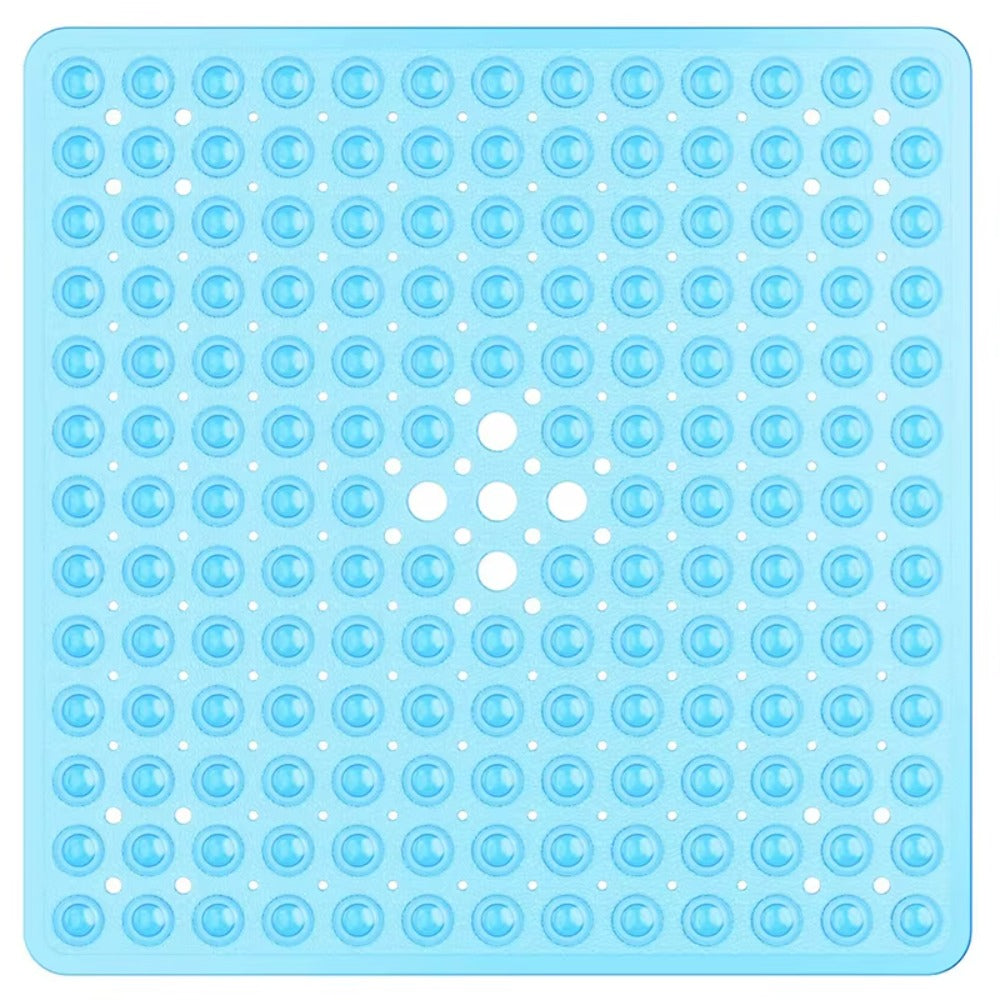 Tapis de douche carré en PVC teinté, ventouses