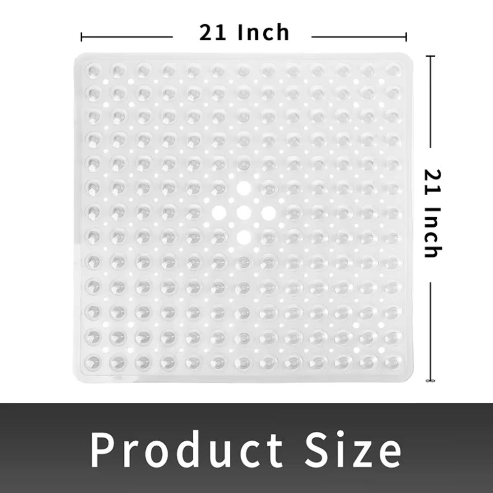 Tapis de douche carré en PVC teinté, ventouses