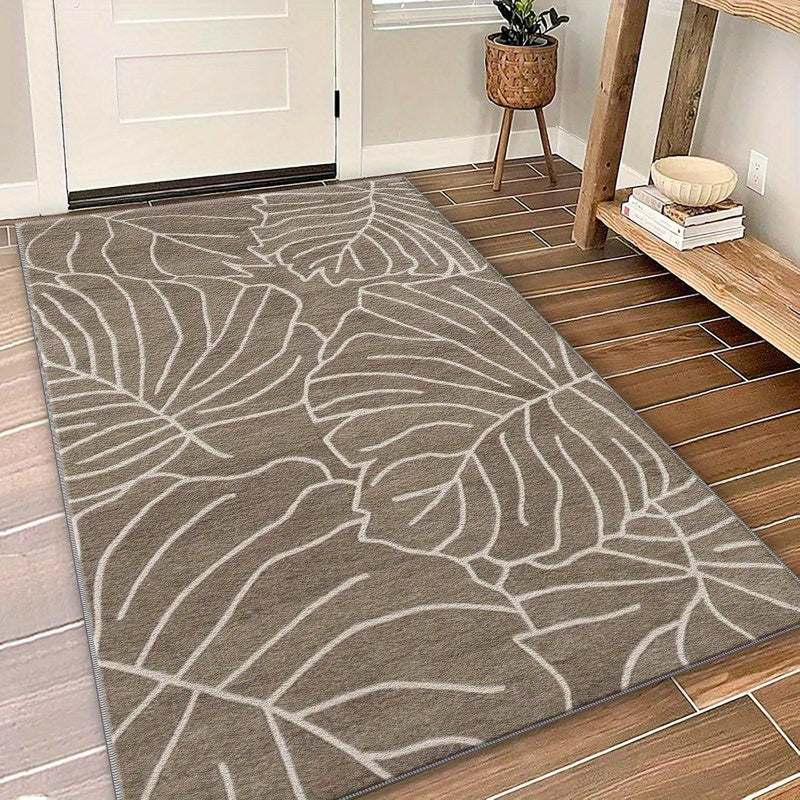 Tapis de salle de bain à motif de feuilles imprimées