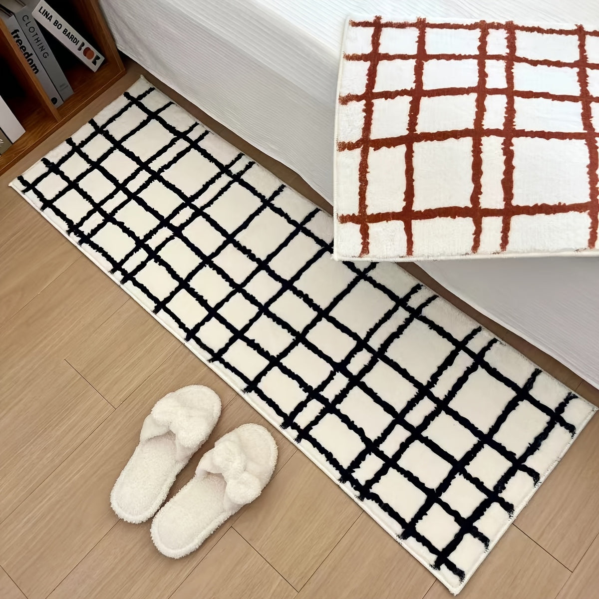 Tapis long à damier tufté
