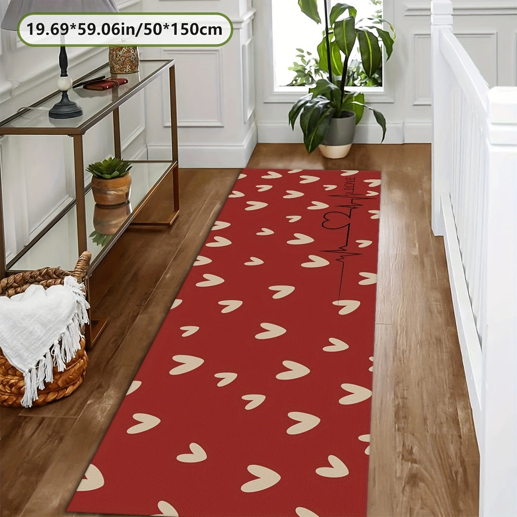 Tapis de salle de bain long à cœurs, 2 tailles