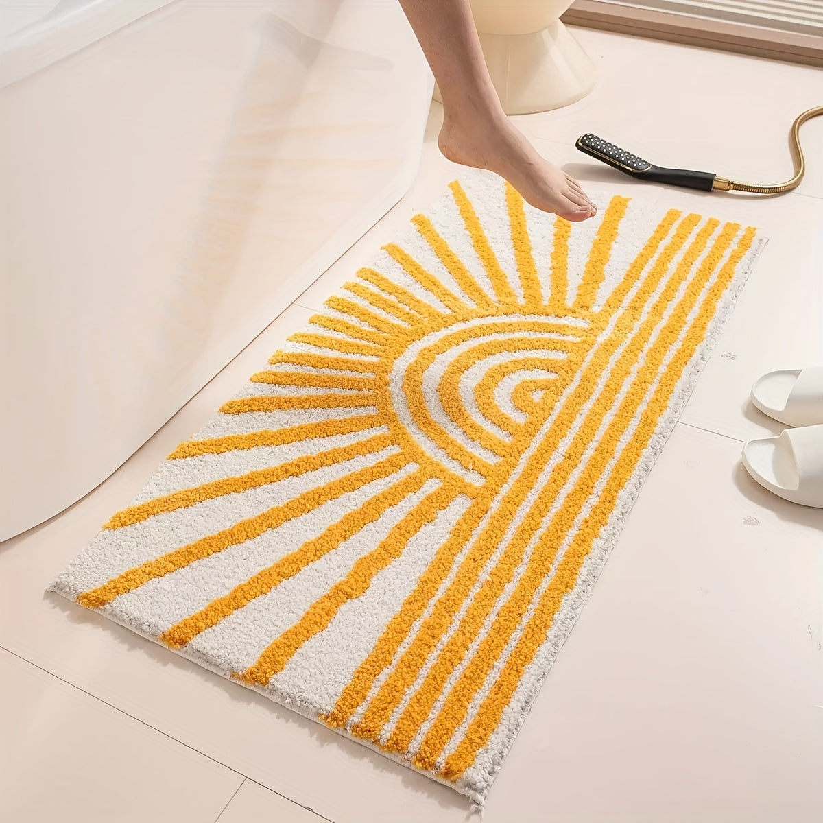 Tapis de salle de bain soleil tufté, mèche