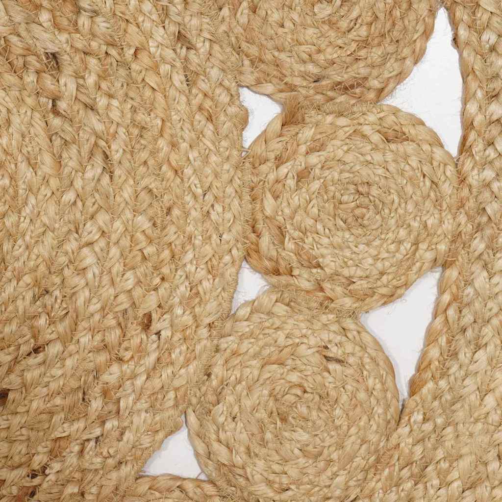 Tapis de salle de bain ovale en jute à bordure festonnée