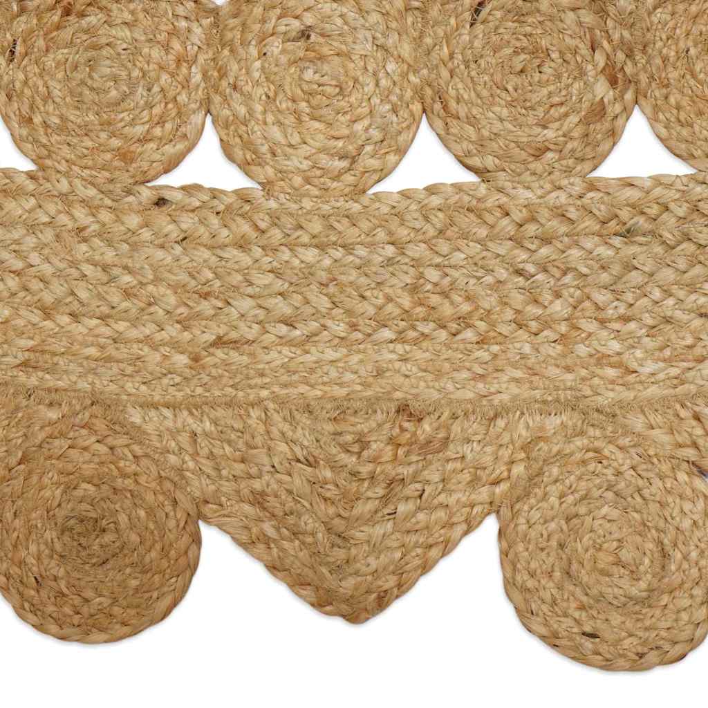 Tapis de salle de bain ovale en jute à bordure festonnée