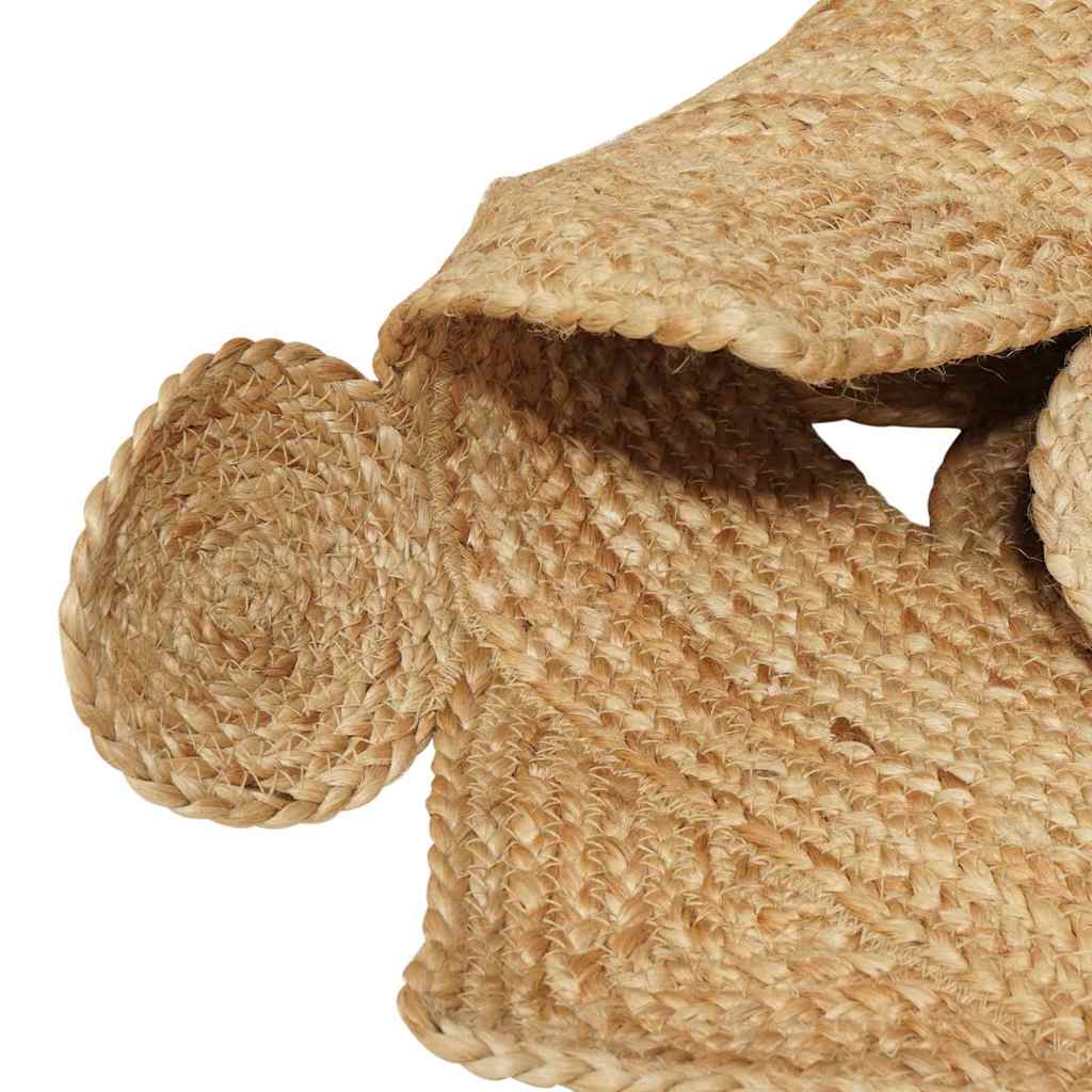 Tapis de salle de bain ovale en jute à bordure festonnée