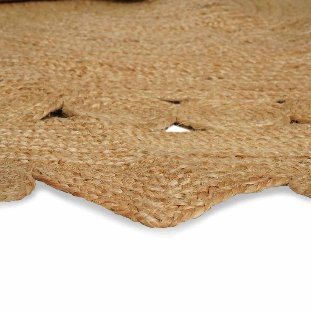 Tapis de salle de bain ovale en jute à bordure festonnée