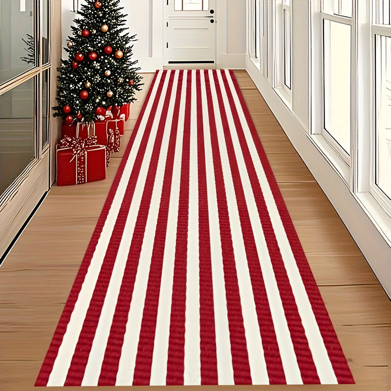 Tapis de salle de bain rayé carmin, 180