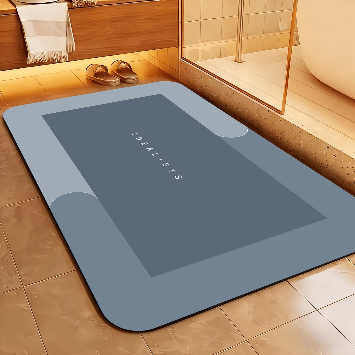 Tapis de salle de bain absorbant en caoutchouc souple moulé