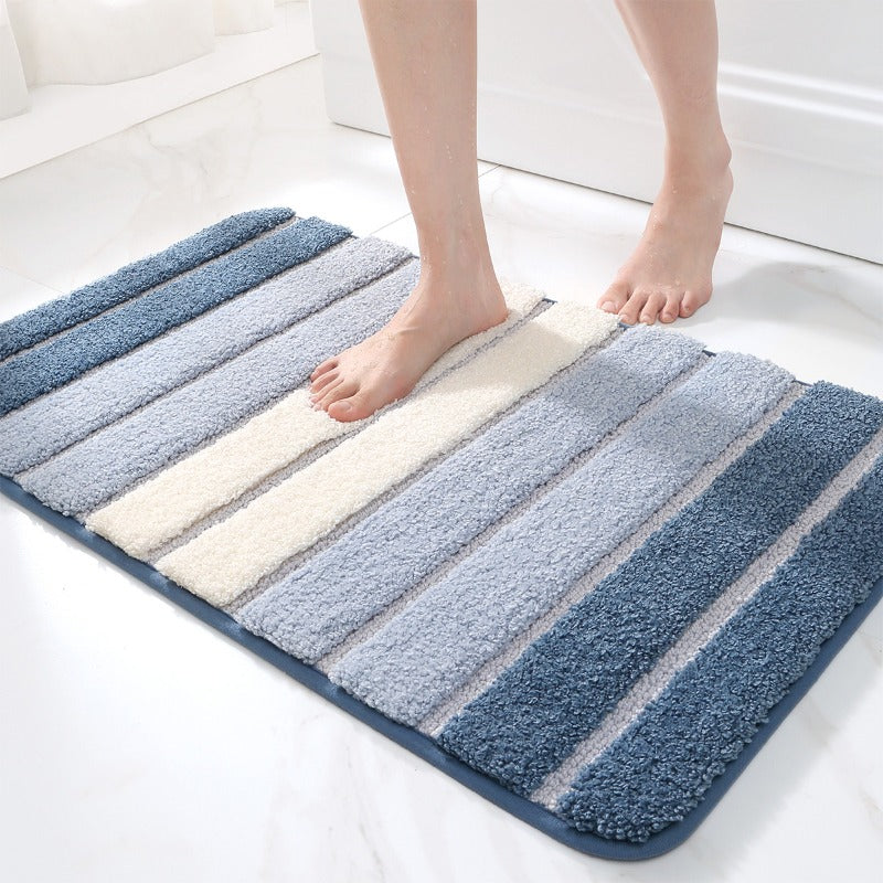 Tapis de salle de bain ultra absorbant à rayures dégradées