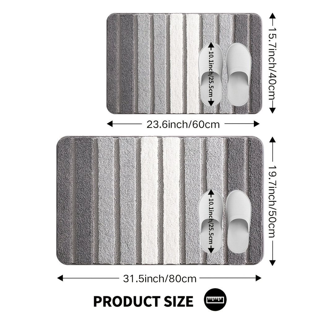 Tapis de salle de bain ultra absorbant à rayures dégradées