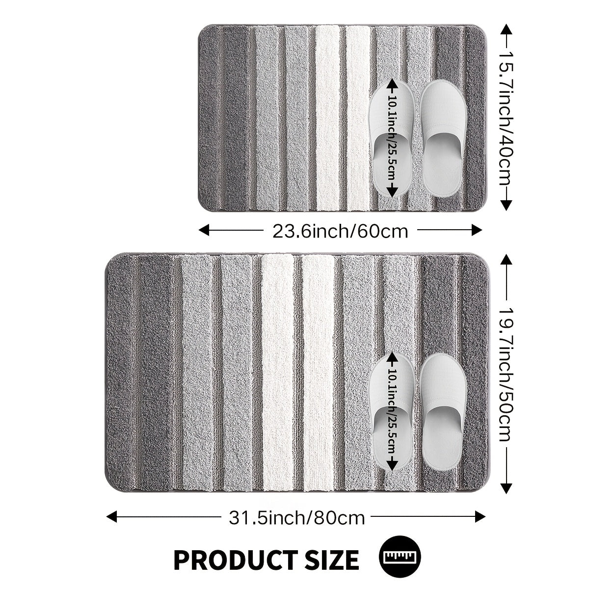 Tapis de salle de bain ultra absorbant à rayures dégradées