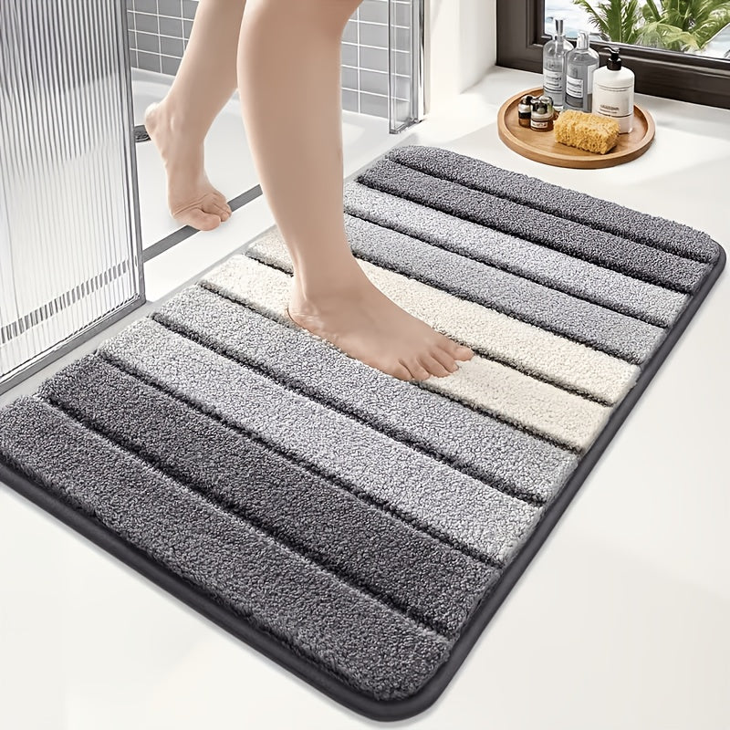 Tapis de salle de bain ultra absorbant à rayures dégradées