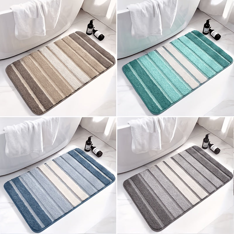 Tapis de salle de bain ultra absorbant à rayures dégradées
