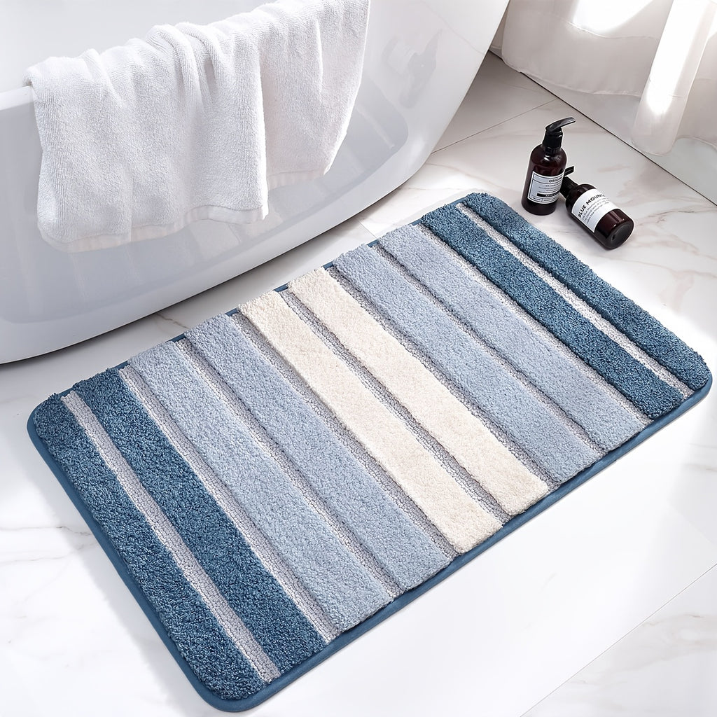 Tapis de salle de bain ultra absorbant à rayures dégradées