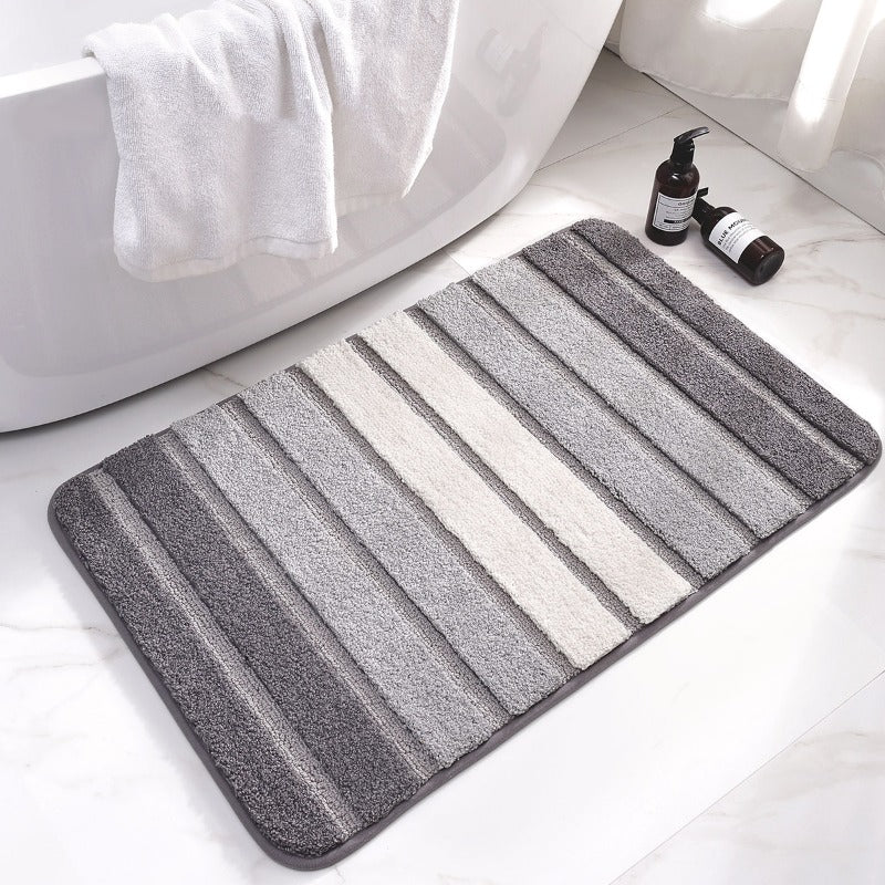 Tapis de salle de bain ultra absorbant à rayures dégradées