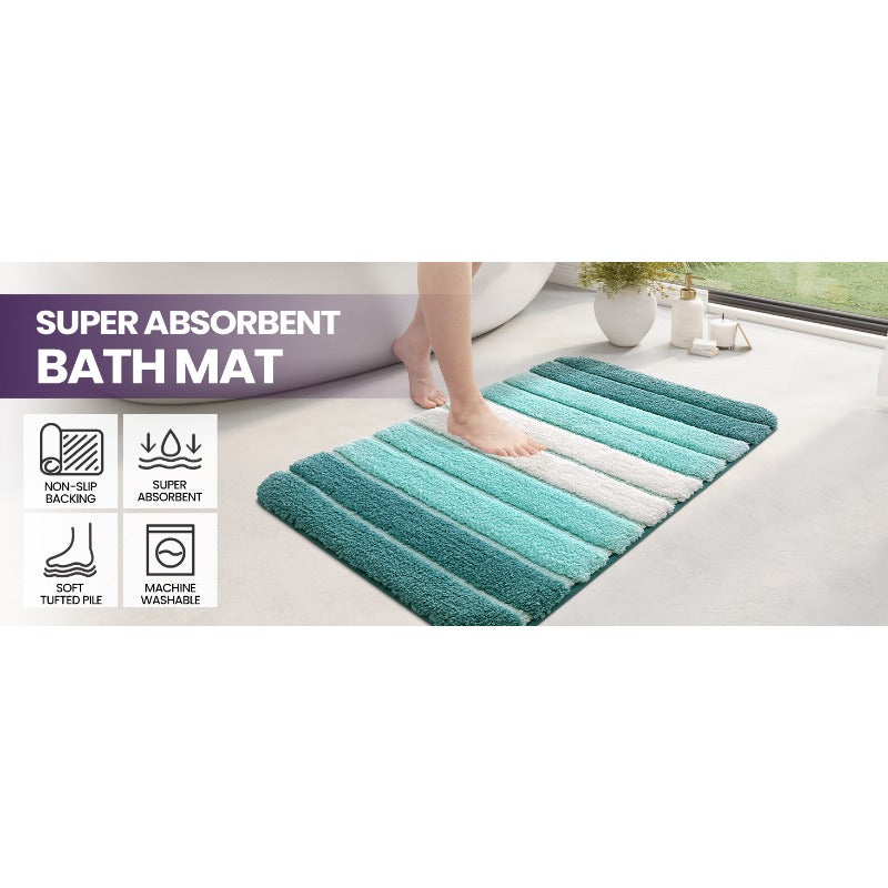 Tapis de salle de bain ultra absorbant à rayures dégradées