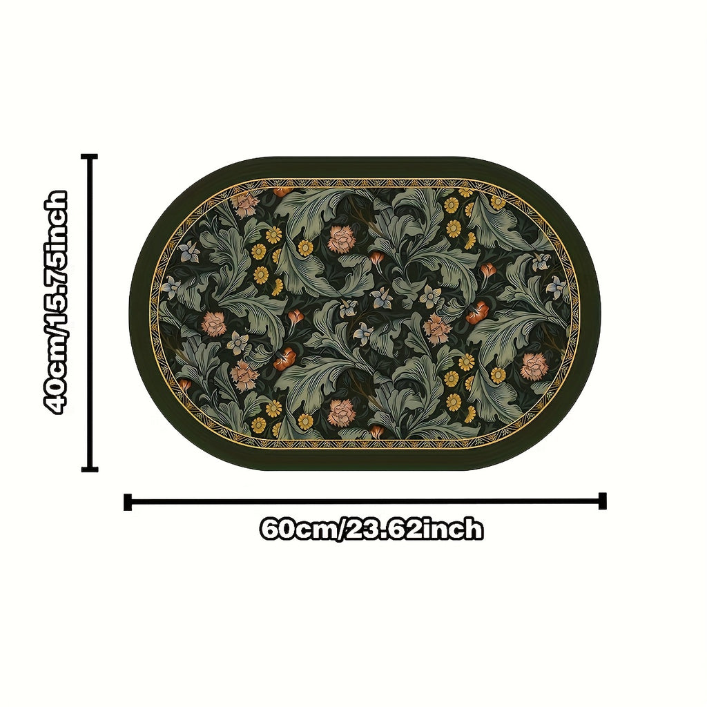 Tapis de salle de bain imprimé acanthe forêt, plat